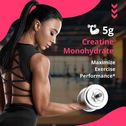 Pre Workout Creatine for Women | 5g Creatine Monohydrate + 4g Collagen Peptides