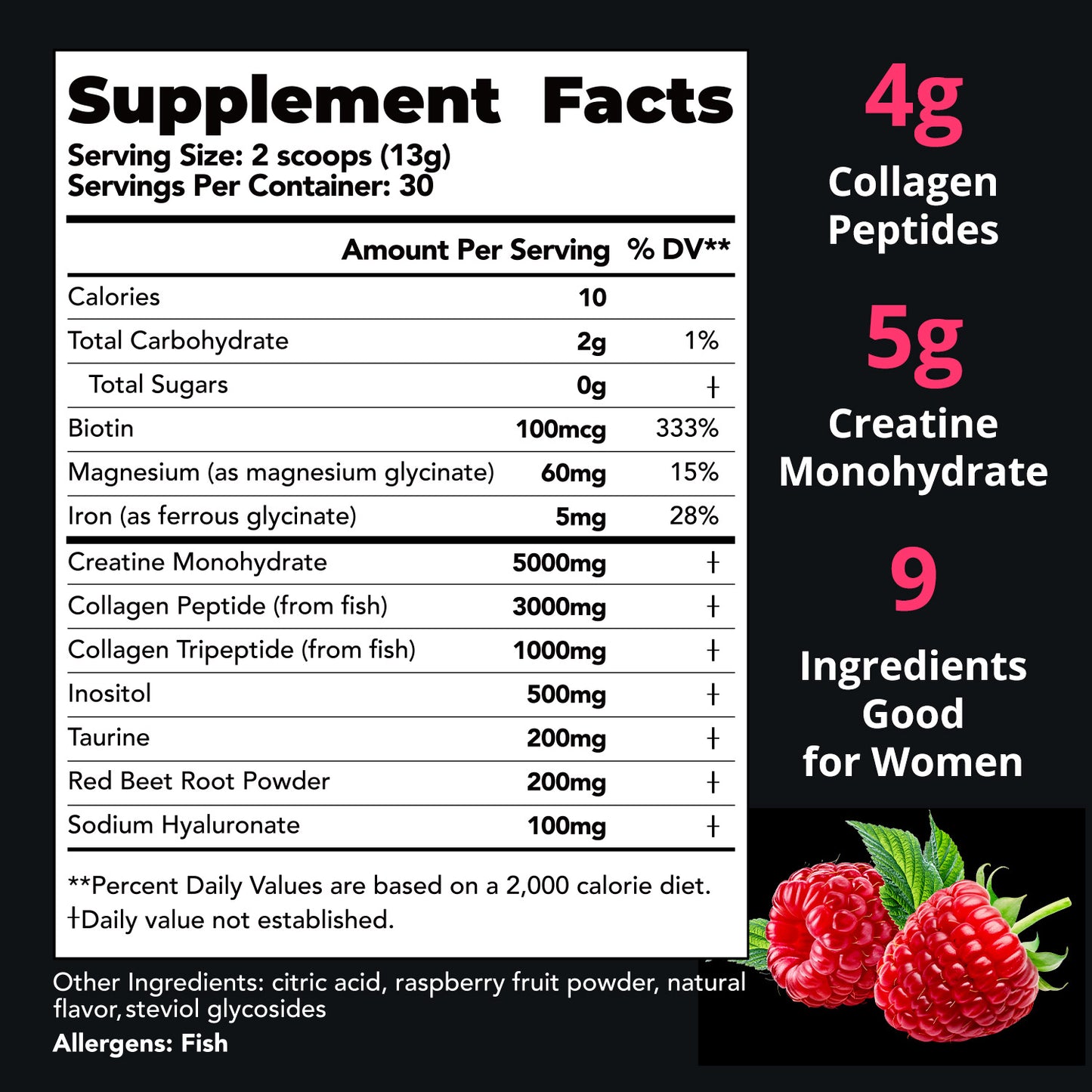 Pre Workout Creatine for Women | 5g Creatine Monohydrate + 4g Collagen Peptides